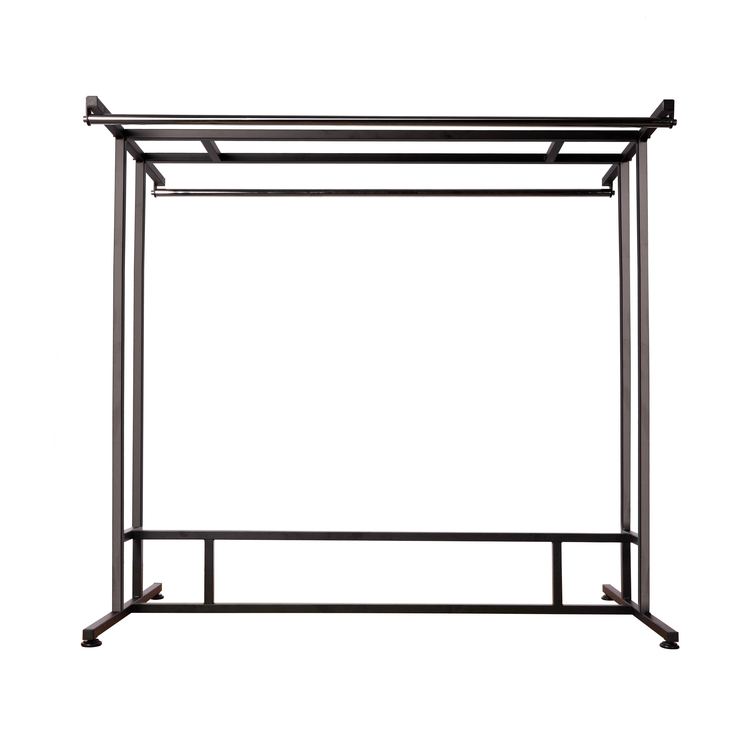 Stainless Steel Hanging Display Rack - Heavy Duty Double Rod Garment Stand Stainless Steel Hanging Display Rack - Heavy Duty Double Rod Garment Stand