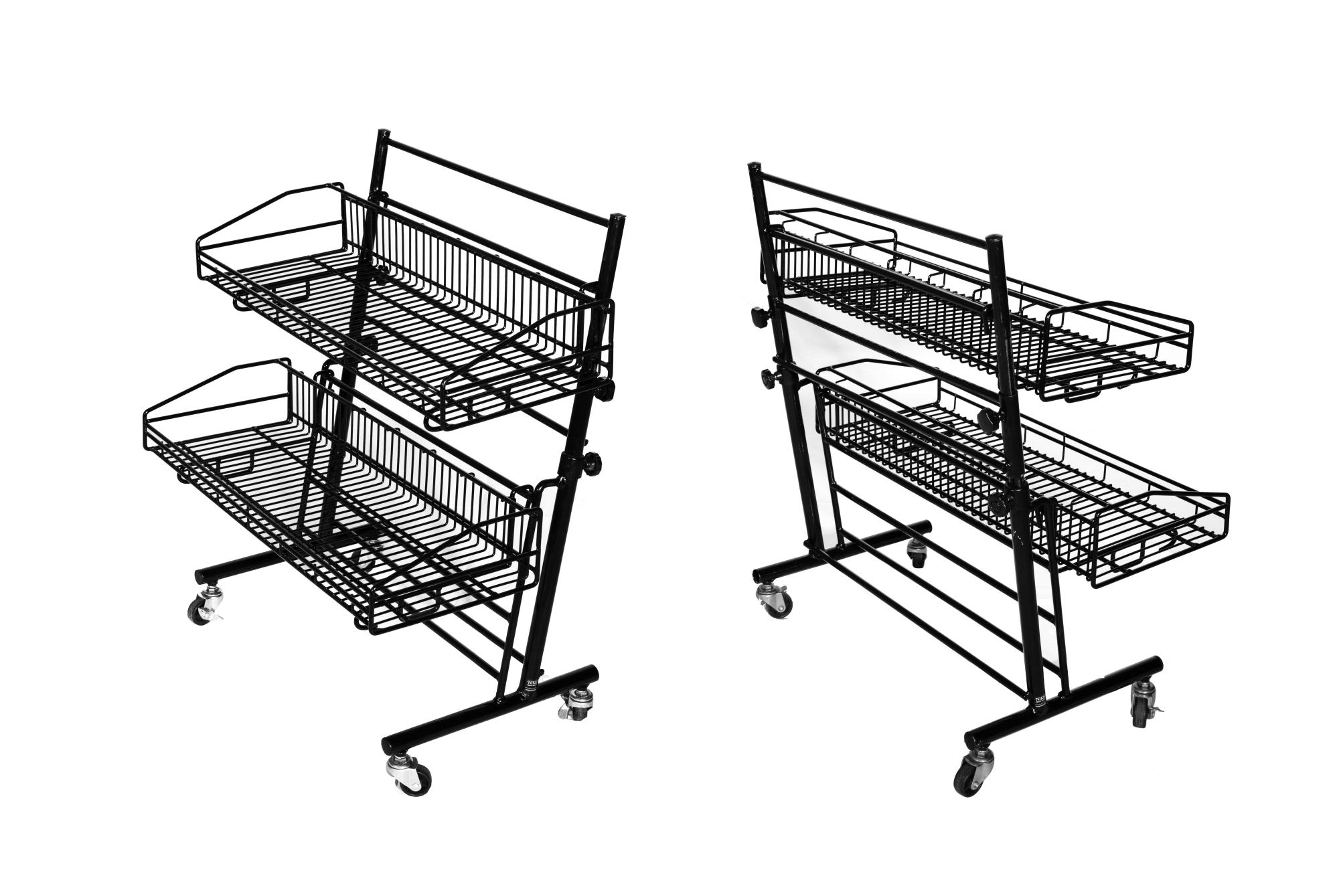 2-Tier Retail Shelving Unit: Wire Display Rack for Grocery & Produce Sections