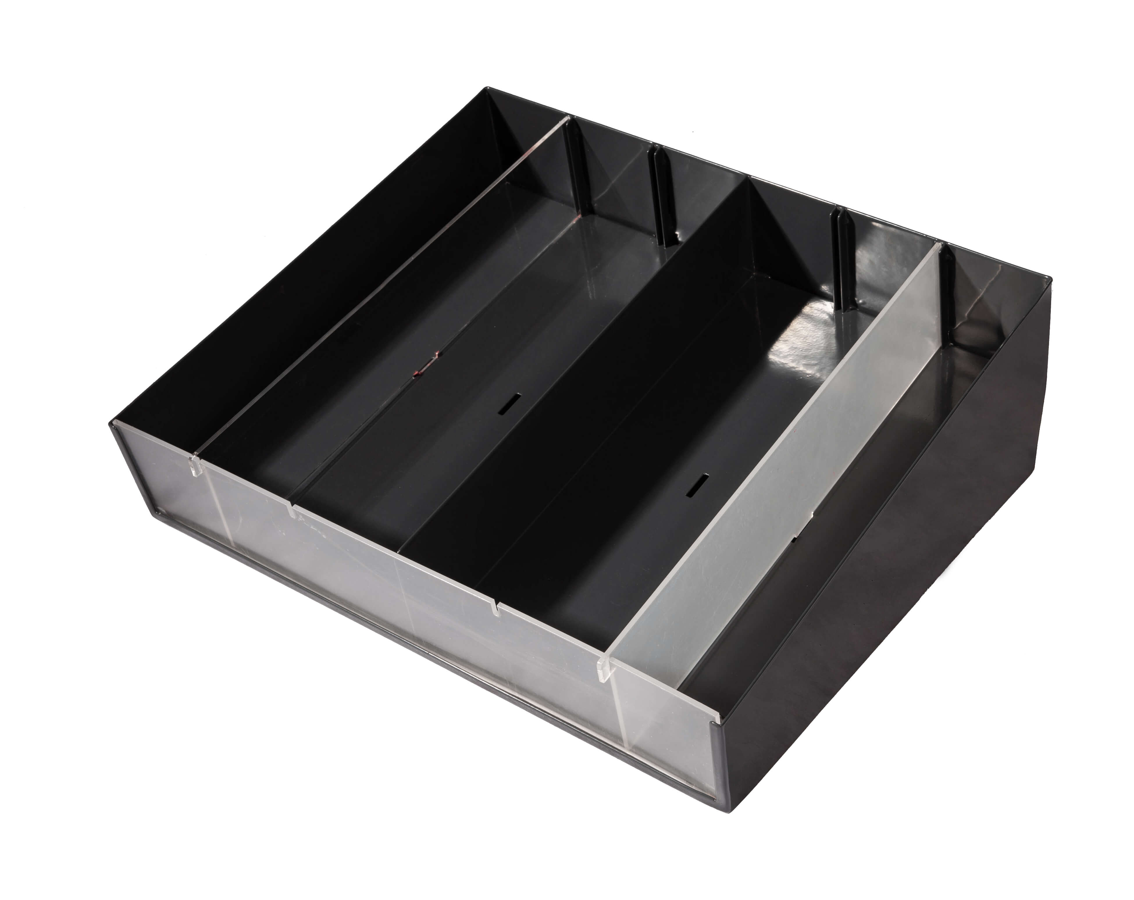 Metal Garment Display Tray with Acrylic Dividers - Retail Counter Stand